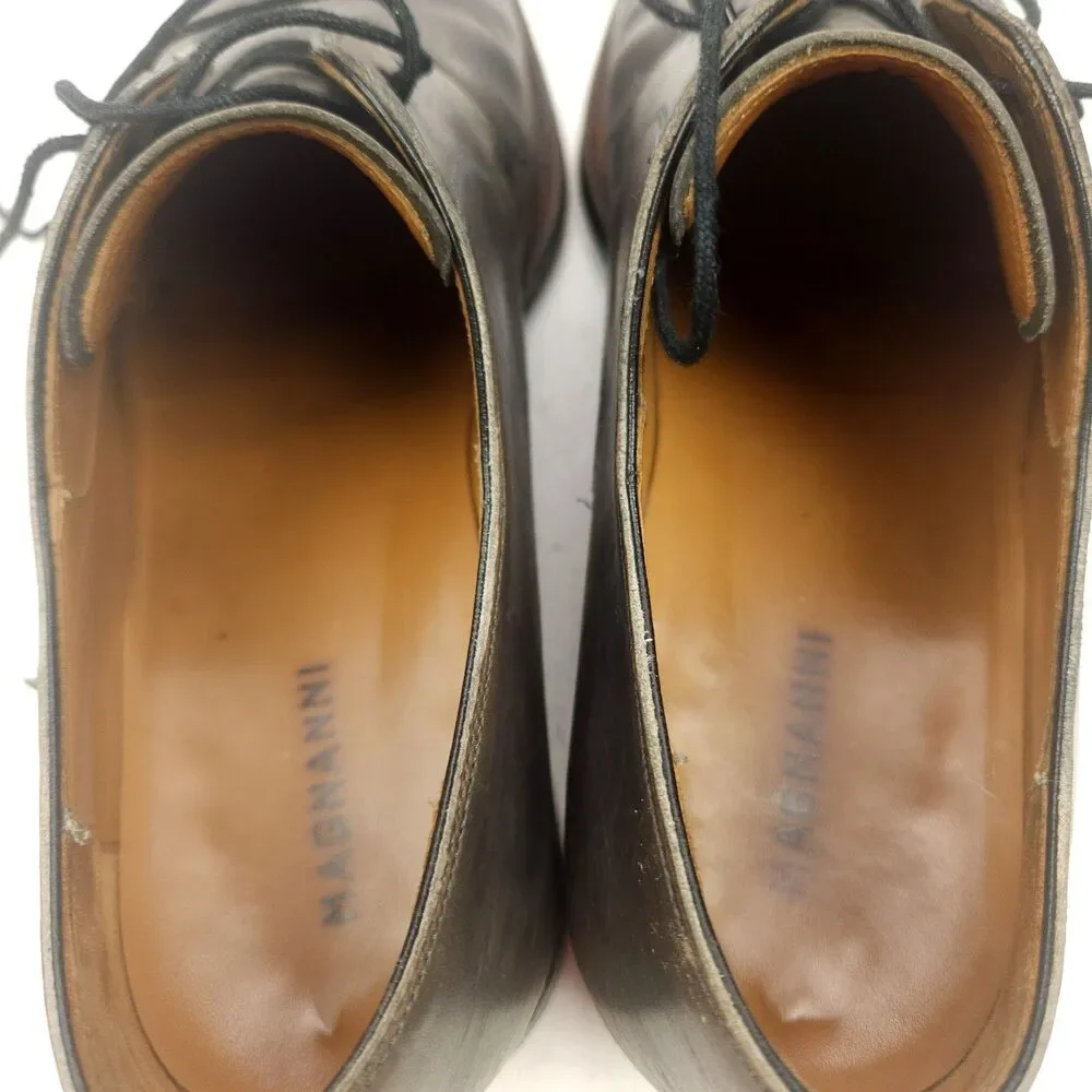Magnanni Men's Dark Grey Gerardo Leather Brogue Medallion Oxford Shoes Size 7 M